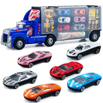 Имитированная model dječje igračke automobili Prijenosni prikolica Music kontejner Auto prometni znakovi prepoznavanja prometnih auto igračke od legure