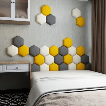 Шестиугольное uzglavlje kreveta, ova značajka protiv udaraca potvrđena zidne ploče, 3D naljepnice za zid, Cabecero Cama 135, uzglavlje kreveta, Tet-de-Lit, uzglavlje kreveta